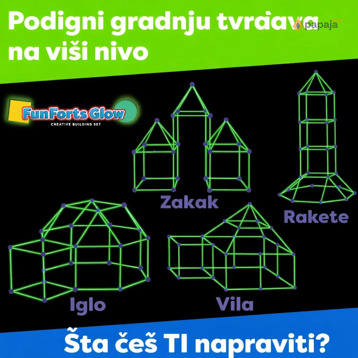 Kreativni Set za Gradnju Dečijih Tvrđava — 87 elemenata