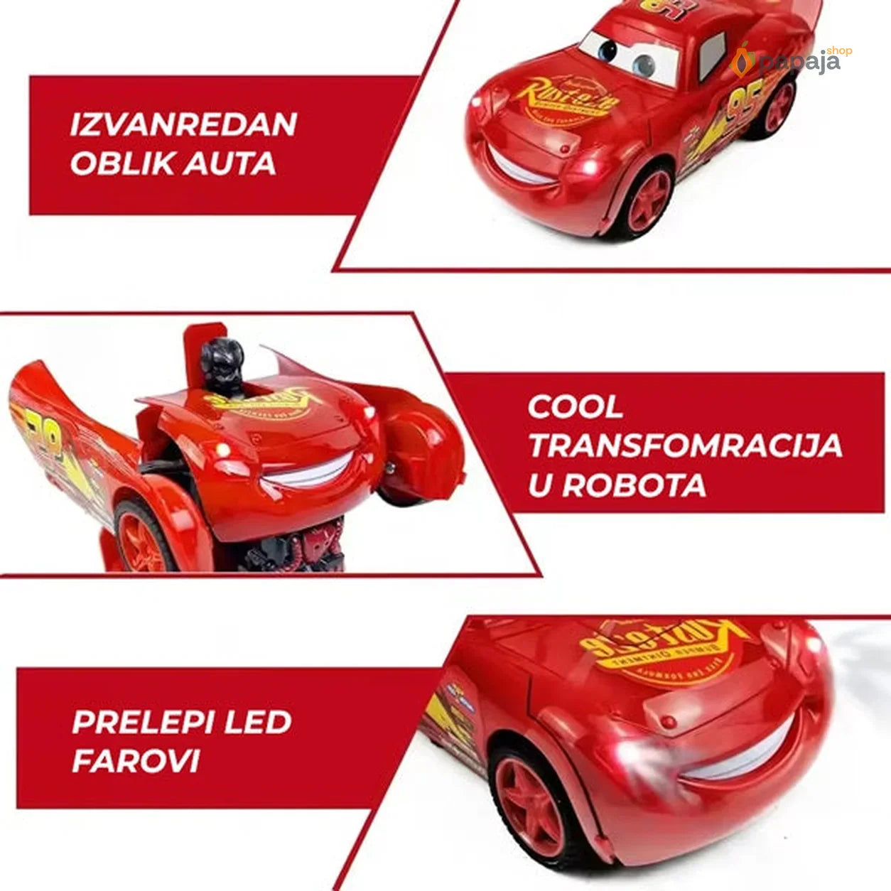 Munja McQueen robot RC auto transformers na daljinski