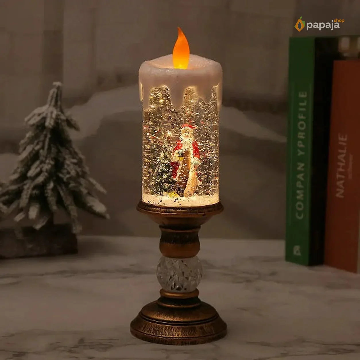 Novogodišnja lampa sveća sa Deda Mrazom - Praznična lampa