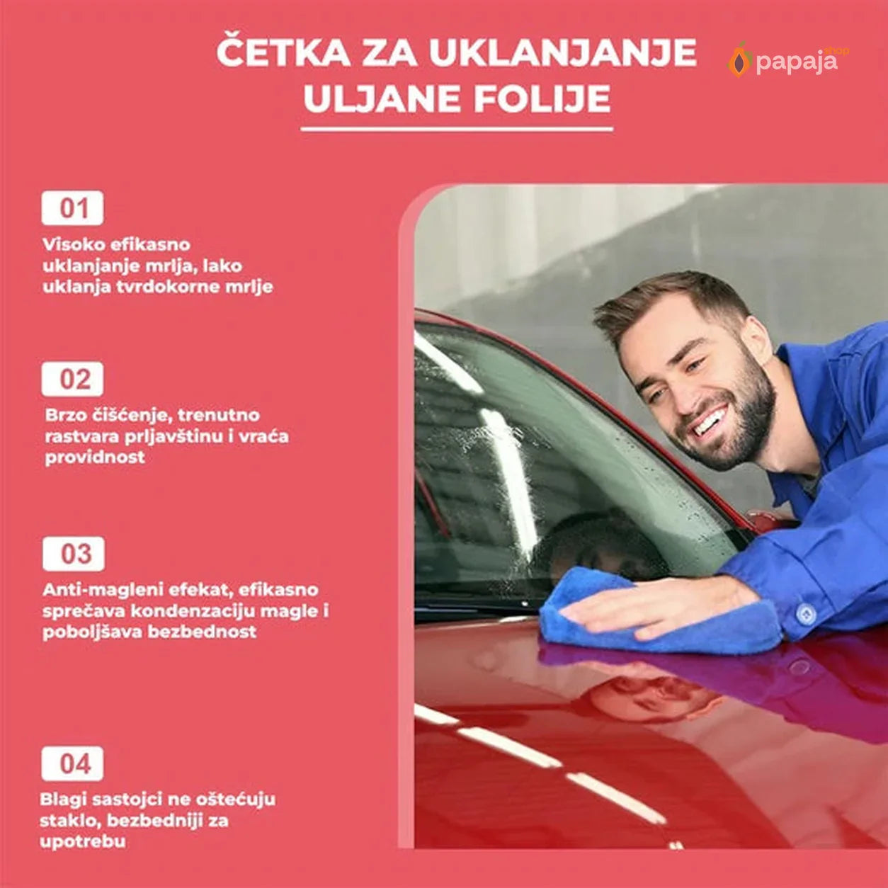 Četka za uklanjanje masnih naslaga sa vetrobrana (2 kom.) – sa hidrofobnim efektom