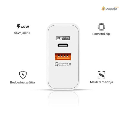 65W brzi USB-C/Type-C punjač - USB-C/Type-C adapter