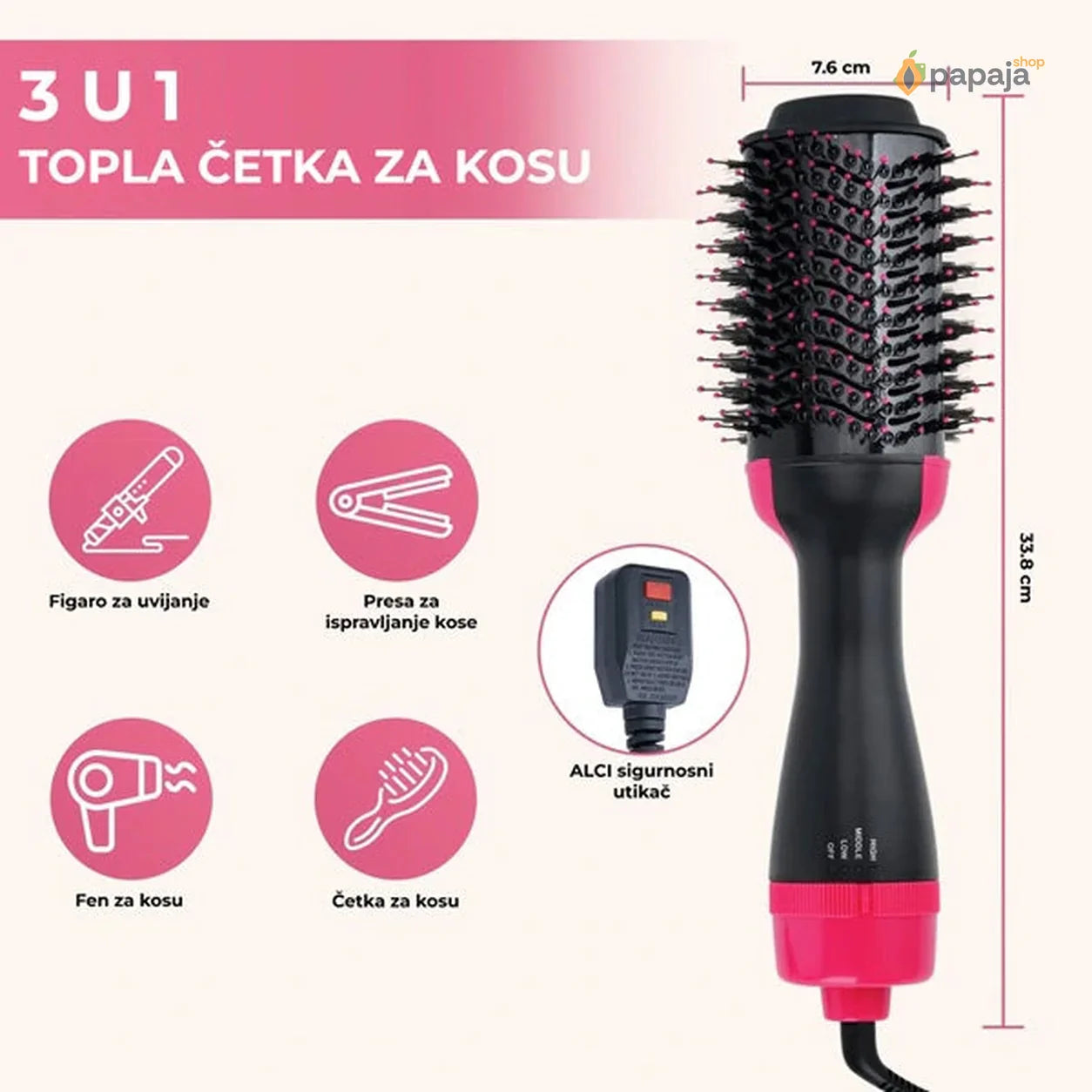Četka za sušenje i oblikovanje kose 3u1