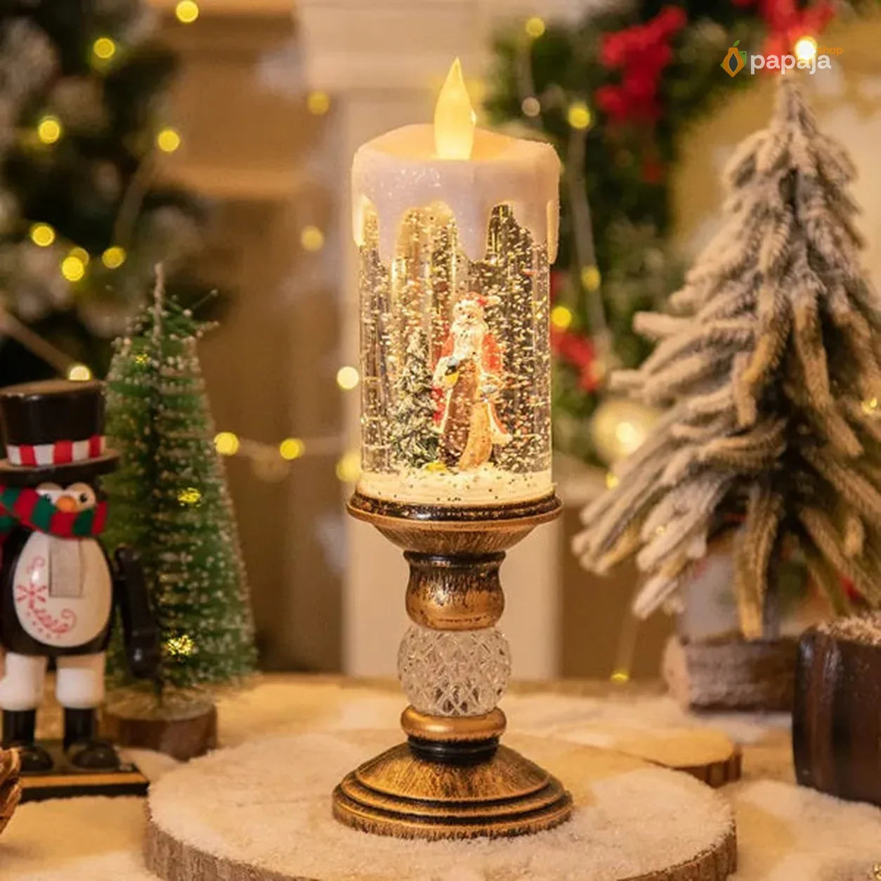 Novogodišnja lampa sveća sa Deda Mrazom - Praznična lampa