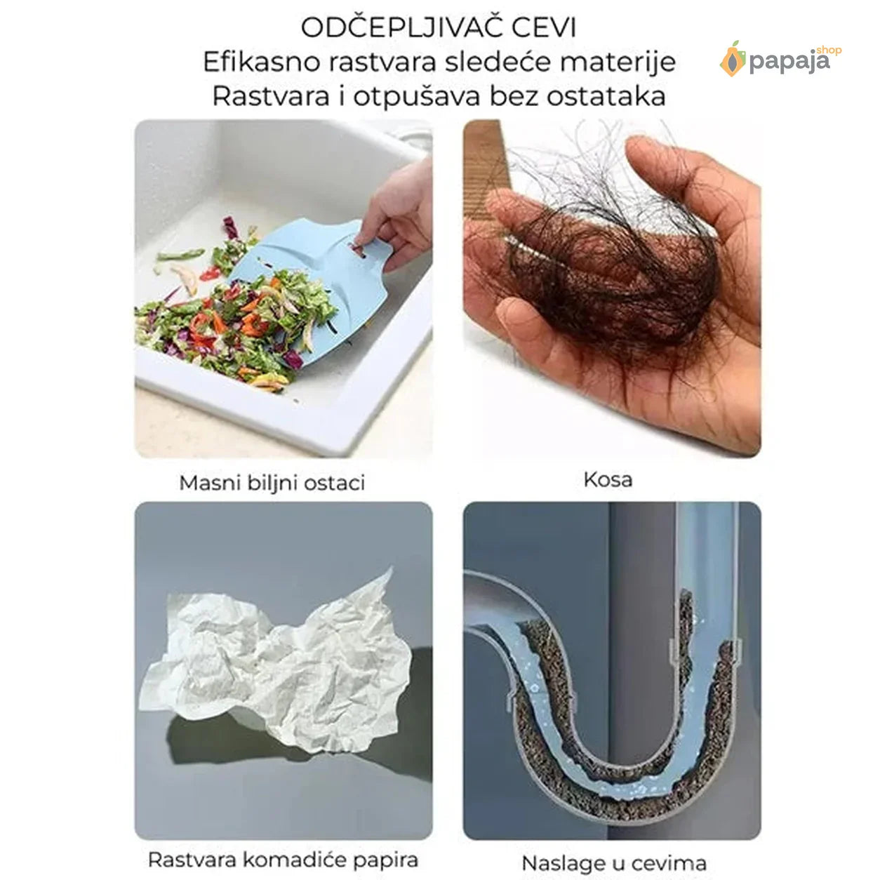 AKCIJA Prah za otčepljenje odvoda + silikonski filteri set 4 kom.