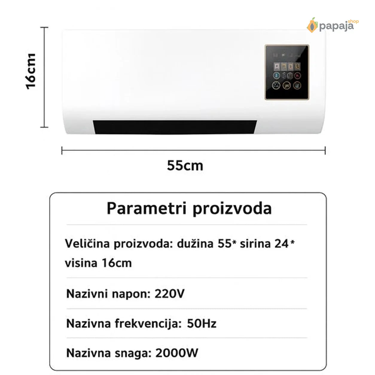 Zidna grejalica 2u1 - Grejanje i hlađenje sa šipkom za sušenje garderobe 1800w