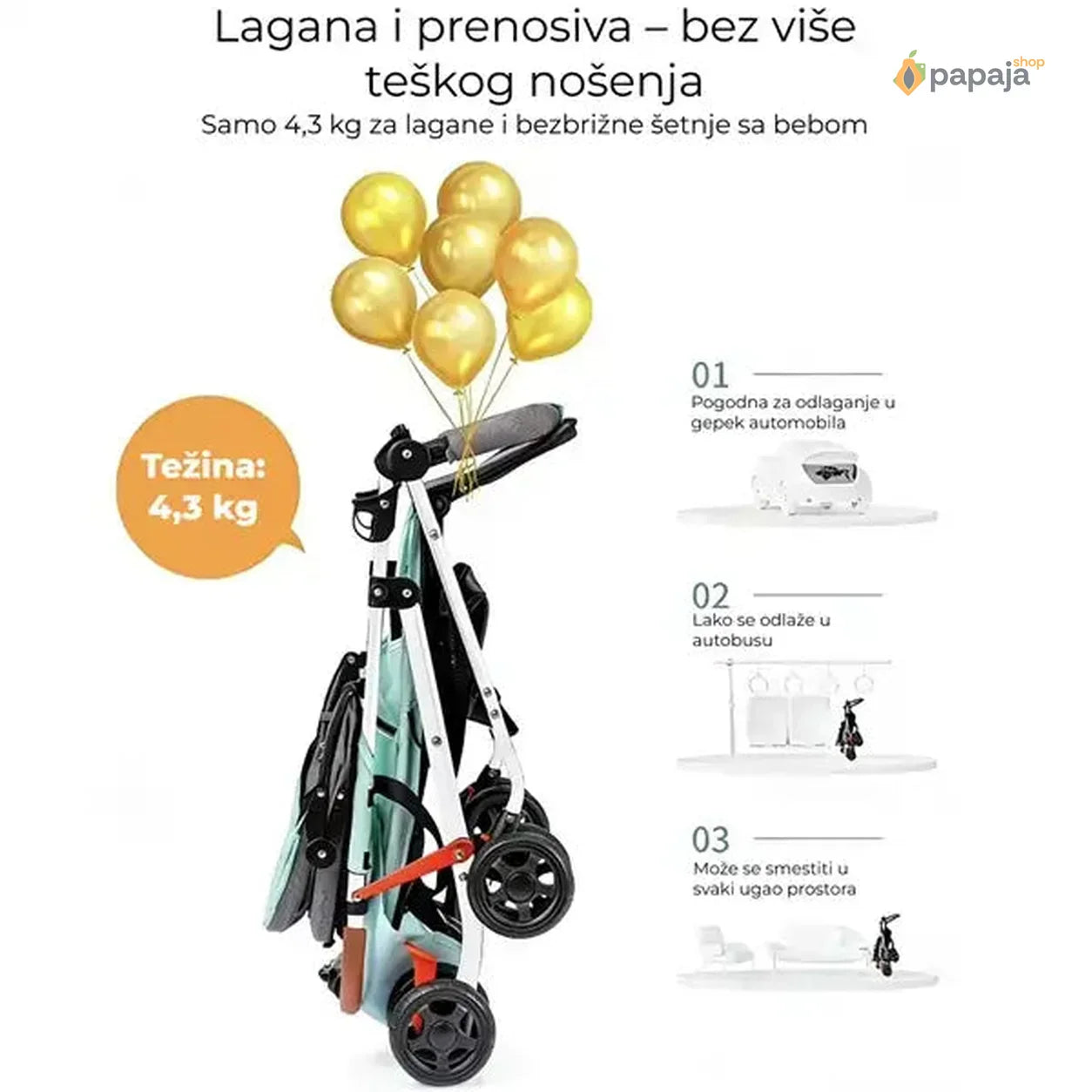 Sklopiva dečija kolica 2u1