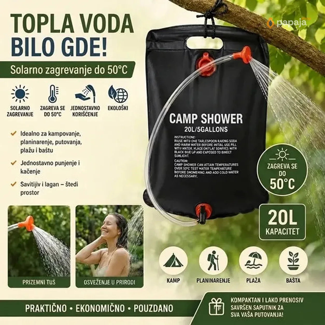 Solarni Kamp Tuš 20L