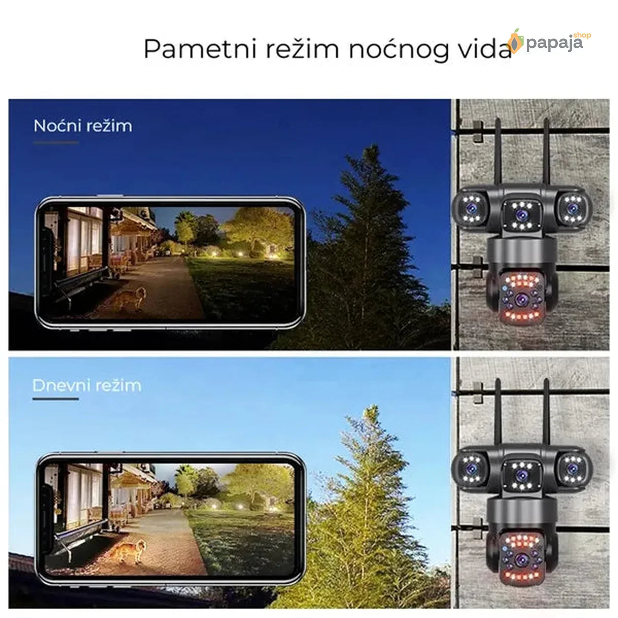 Solarna Wifi kamera sa tri sočiva