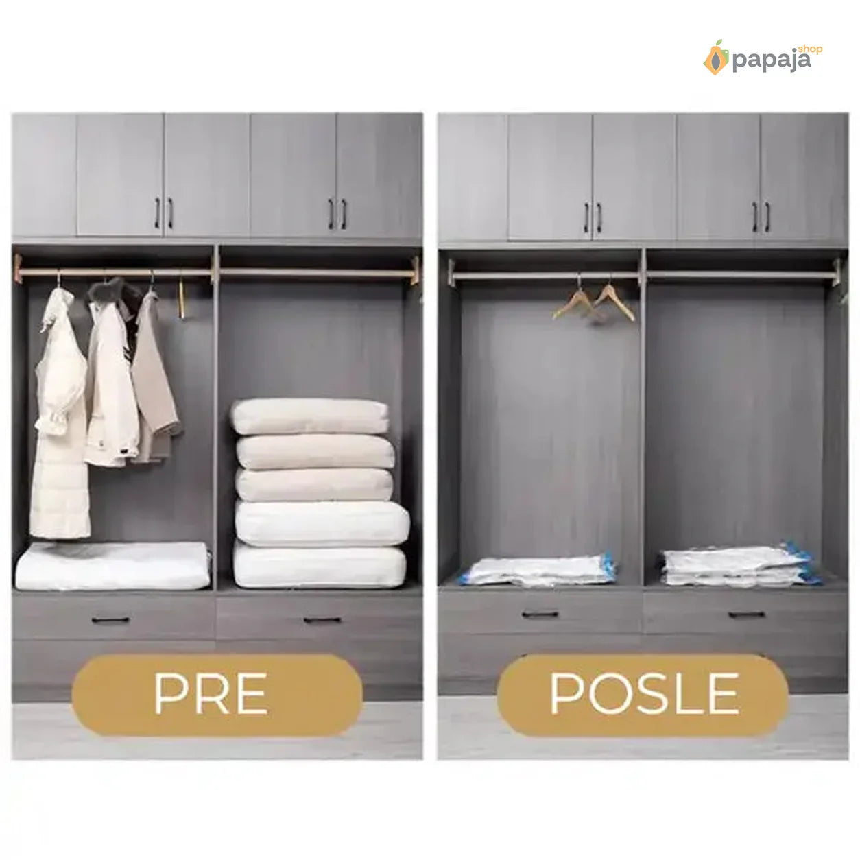 Paket vakum kesa za odeću (5 komada 3 dimenzije)