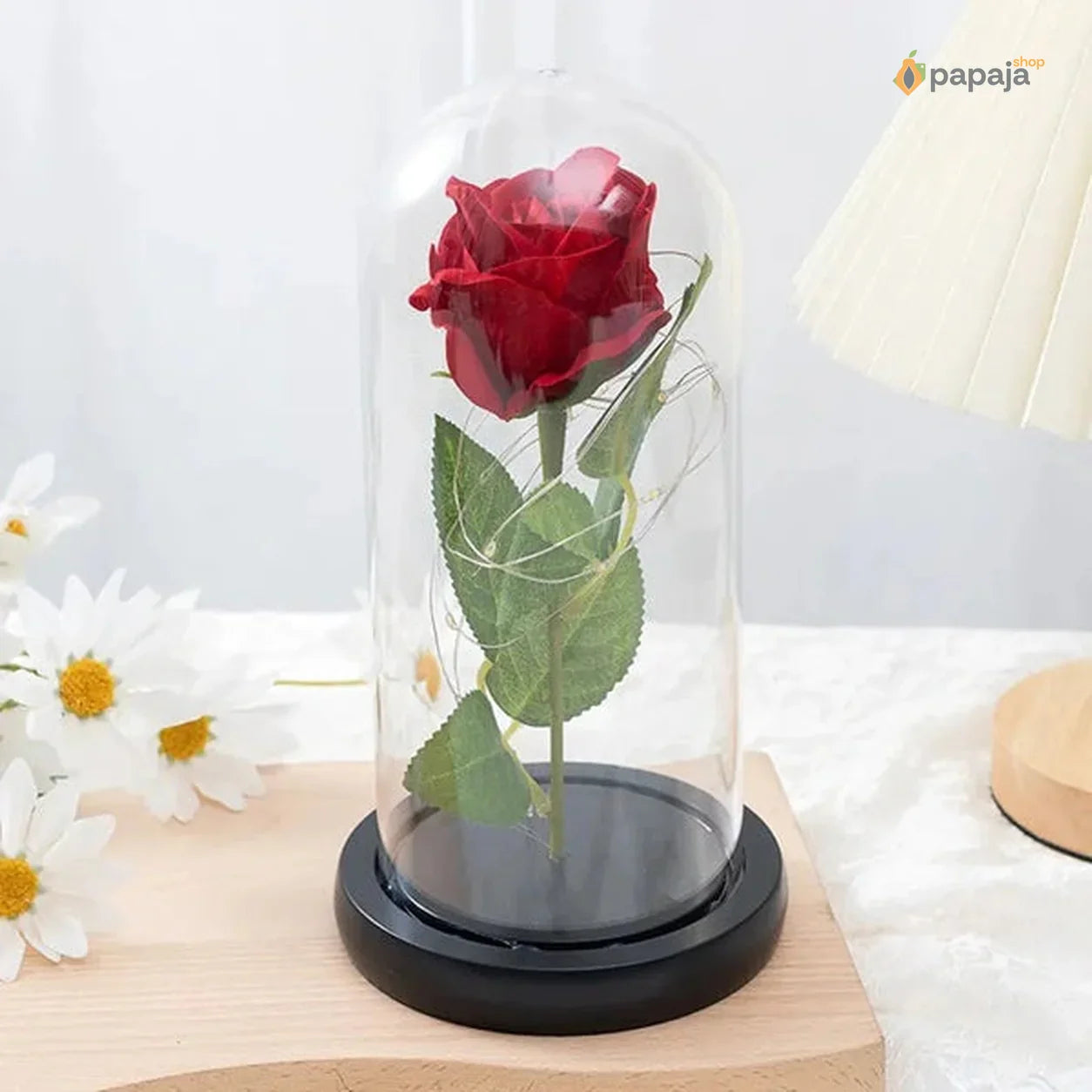 Svetleća zastakljena ruža + Električni otvarač za vino PAPAJA ROMANTIC COMBO