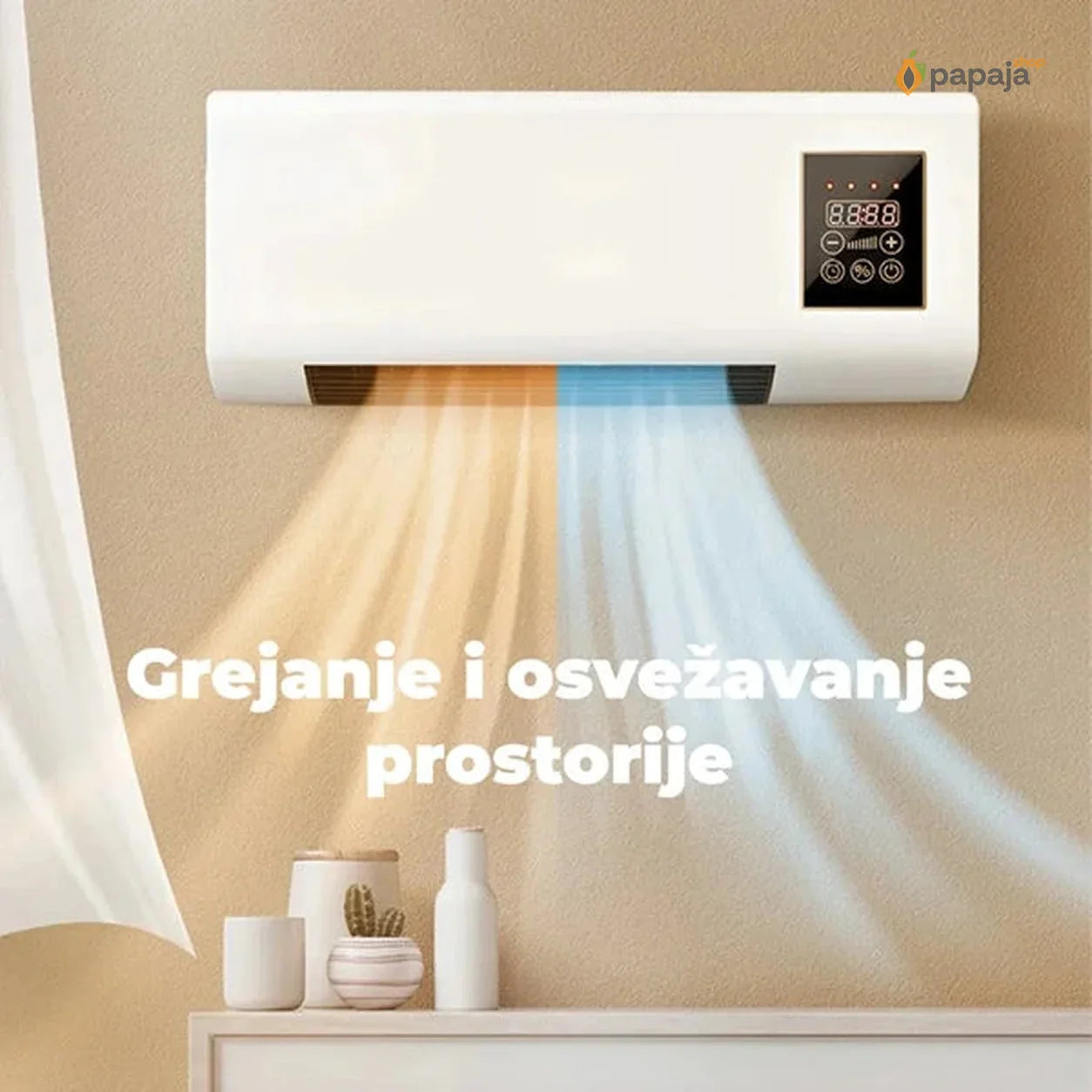 Zidna grejalica 2u1 - Grejanje i hlađenje sa šipkom za sušenje garderobe 1800w