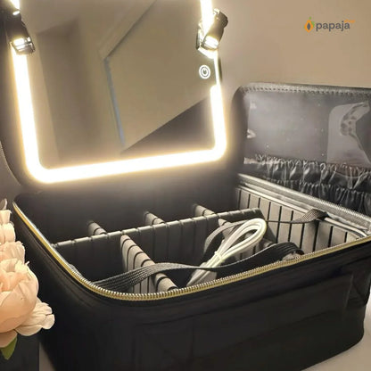 Kofer za šminku sa LED ogledalom i 3 para magnetnih trepavica