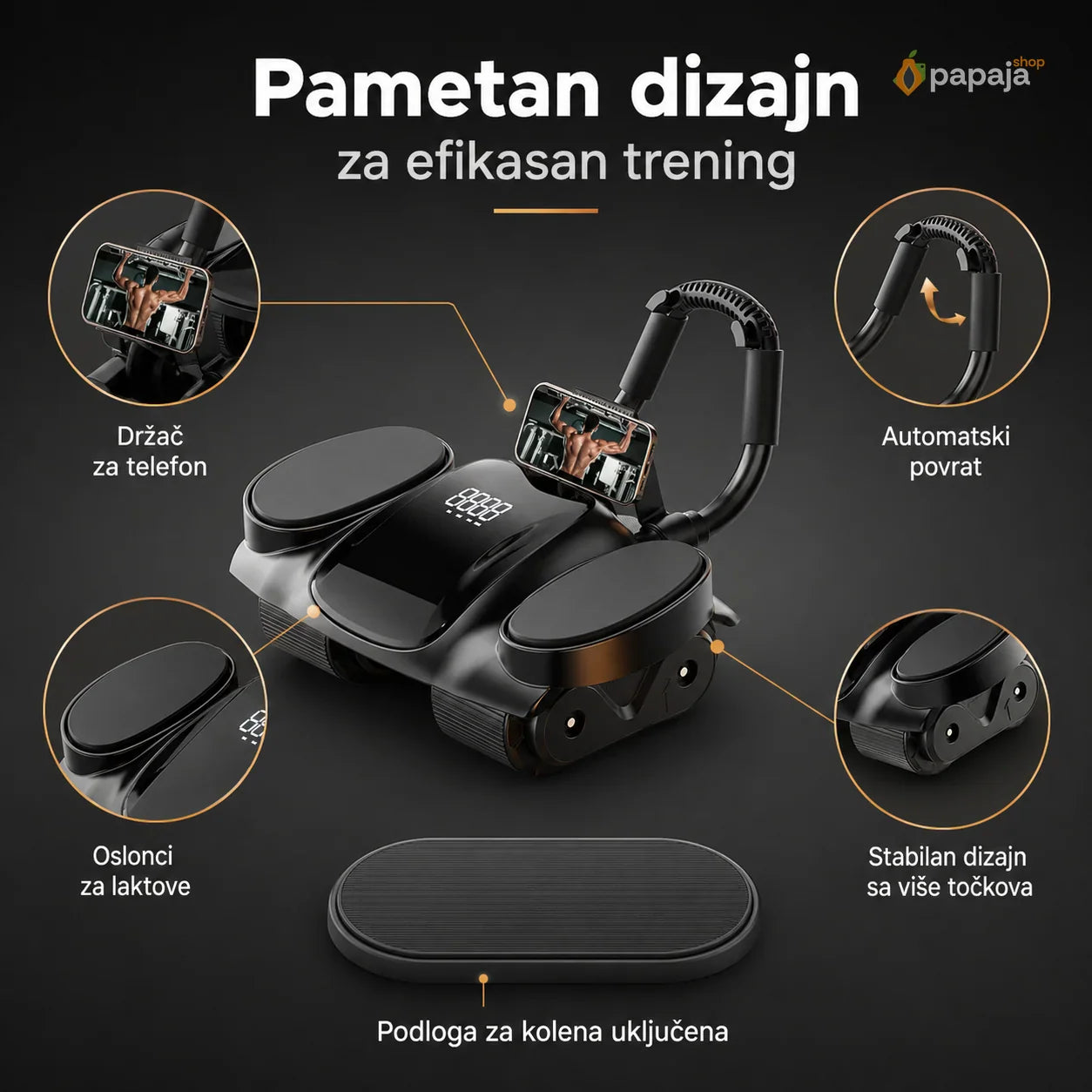 Ab Roller sa Automatskim Povratom i Osloncem za Laktove
