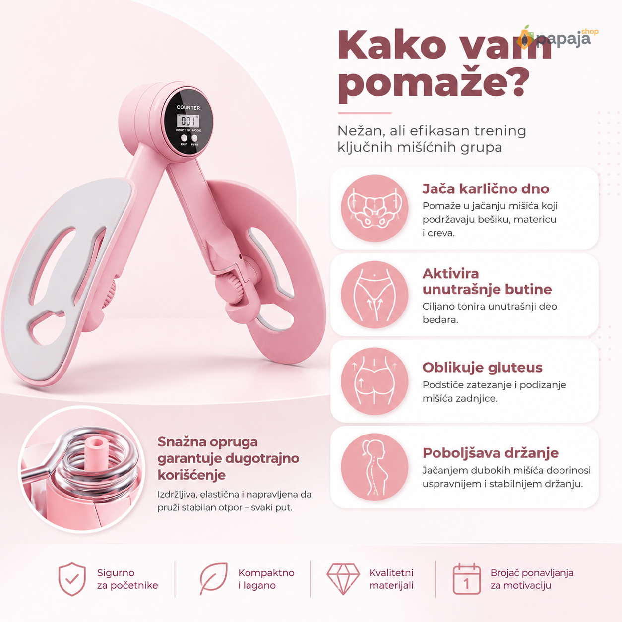 Trenažer za butine i karlicu sa displejem