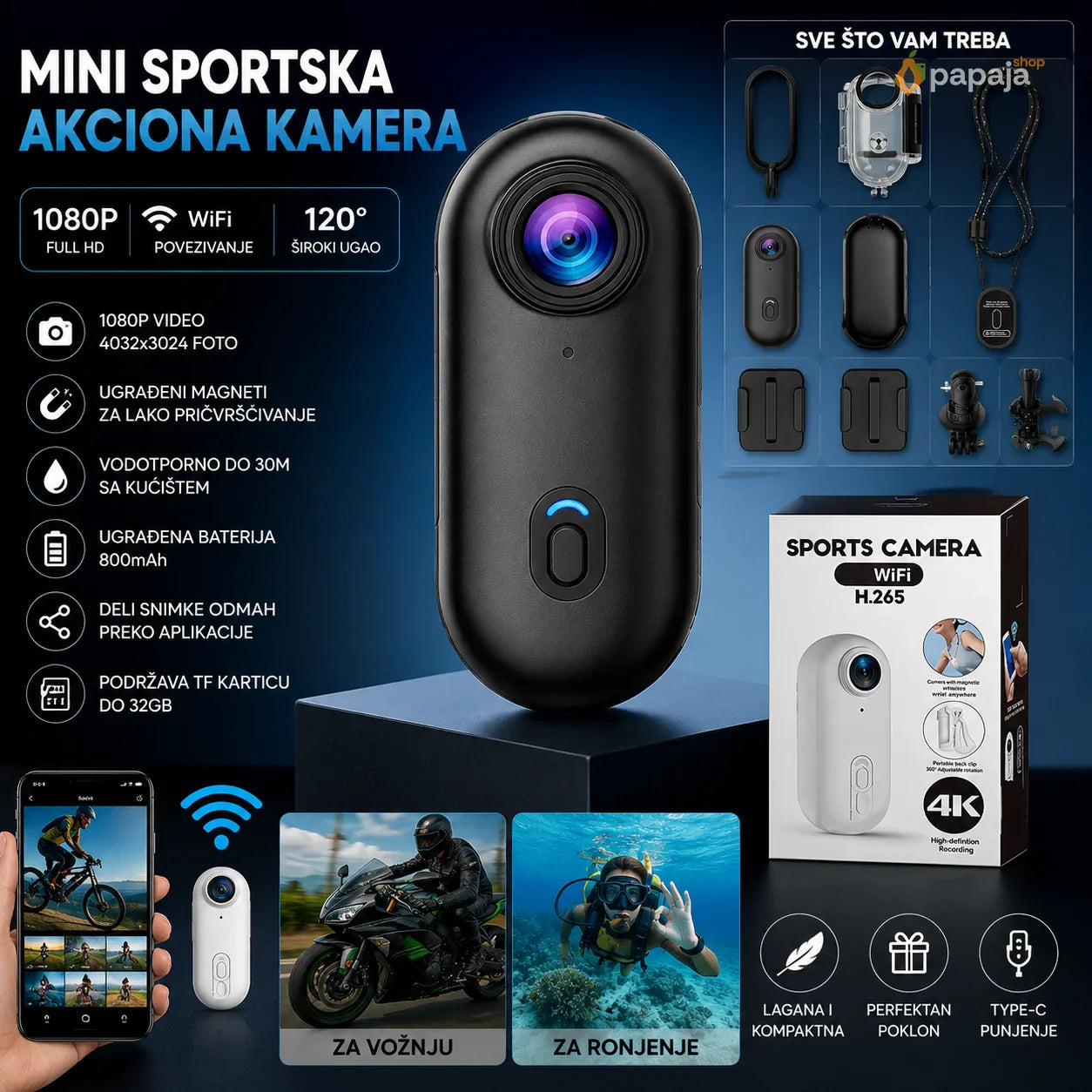 Mini Akciona Kamera 1080P sa WiFi