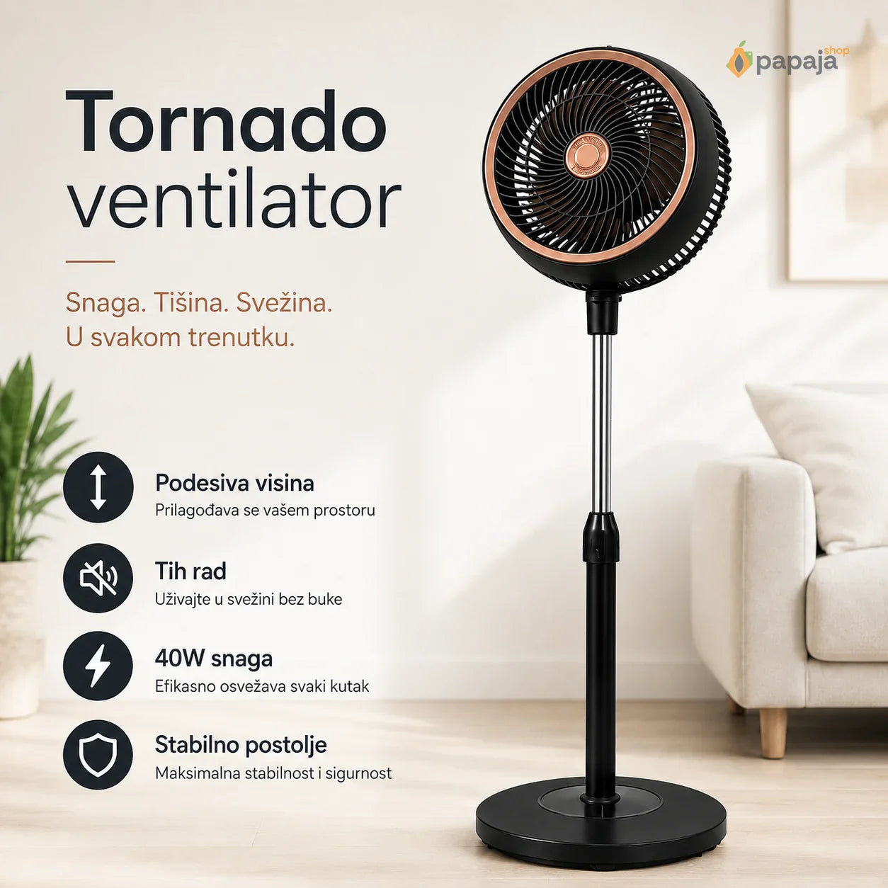 Tornado Ventilator 40W — Podesiva Visina